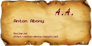 Anton Abony névjegykártya